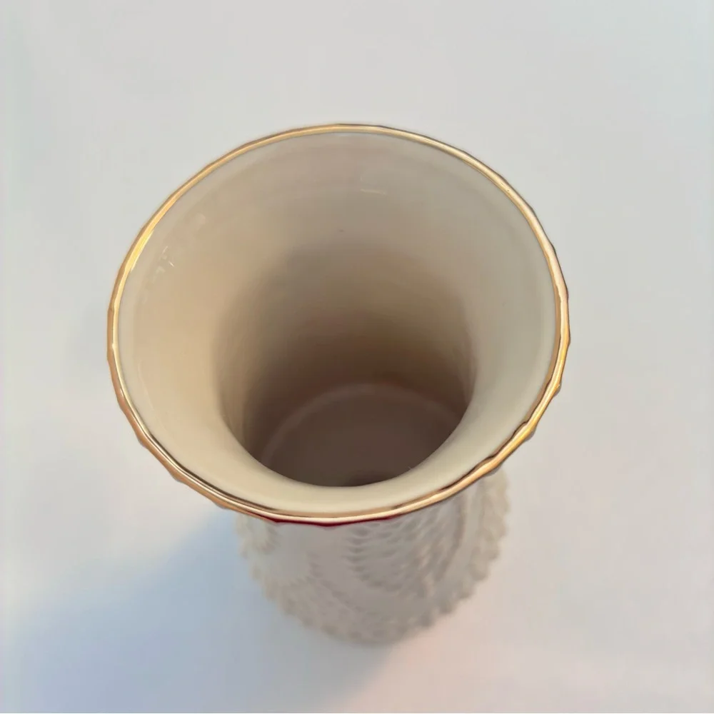 Lenox Bud Vase Hobnail Pattern With Gold Trim Vintage